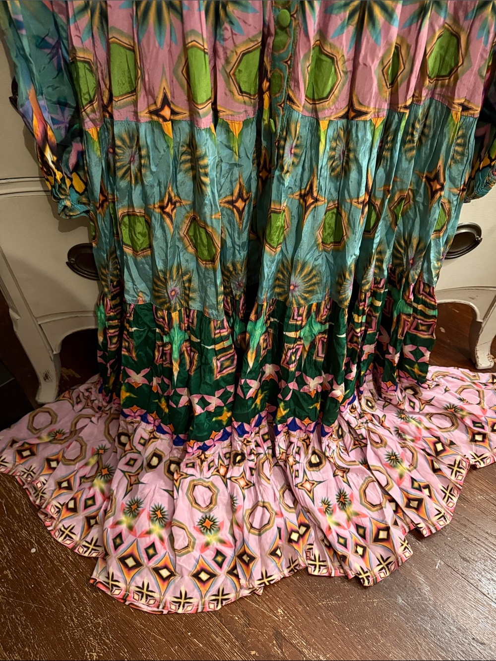 Siddhartha Bansal Geometric Tier Maxi Dress XSP - Picture 8 of 13